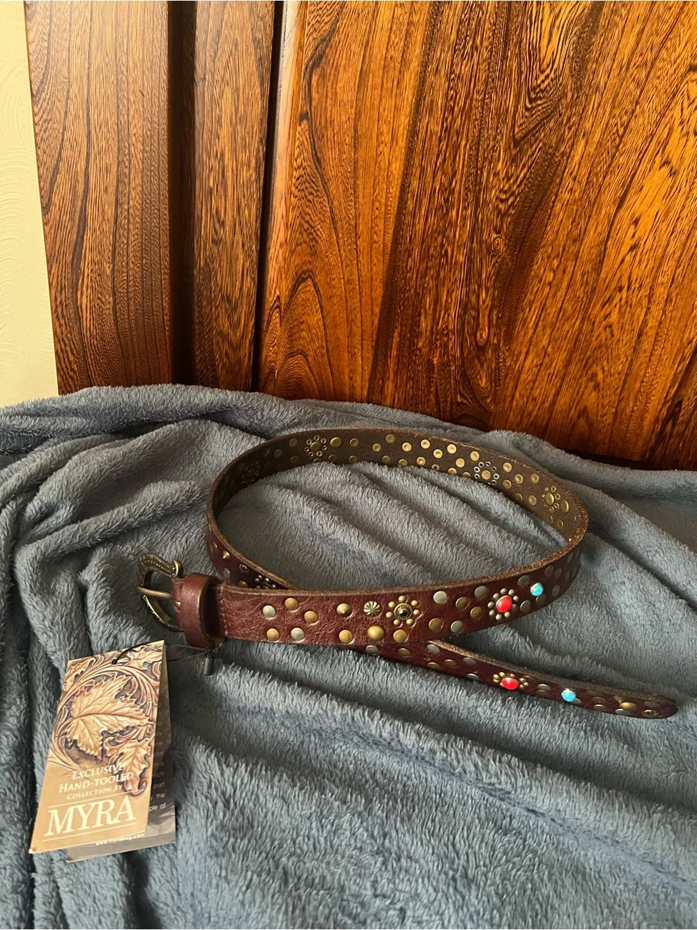 Myra Constellation Exclusive Hand Tooled Genuine Leather Belt, women small, new
